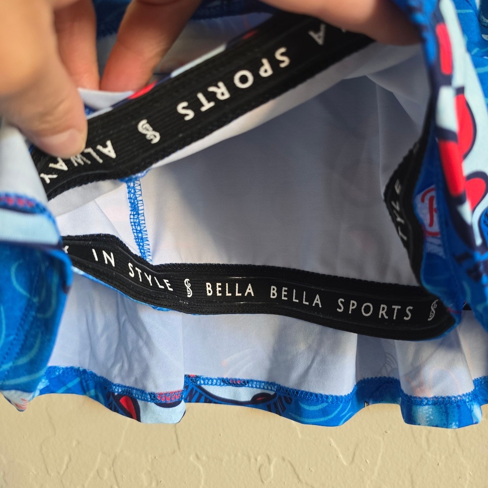 Pickleball Bella Drop Pleat Skort Lobster Monster Large Short under pockets Blue - Picture 4 of 10